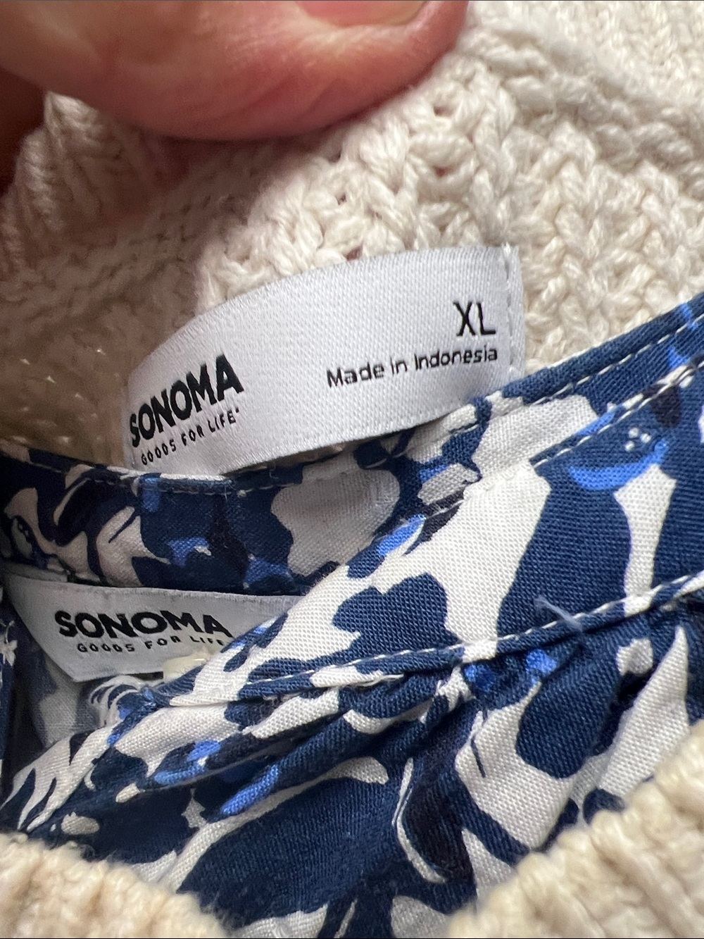 Sonoma Cream Knit Vest with Navy and White Floral popover Blouse xL - Picture 5 of 11